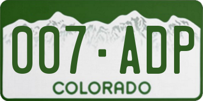 CO license plate 007ADP