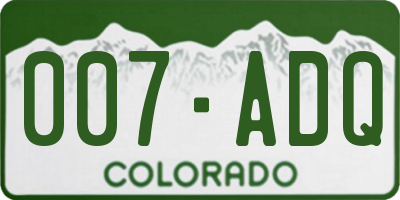 CO license plate 007ADQ