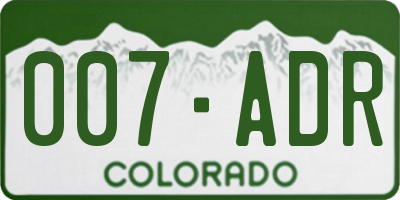 CO license plate 007ADR