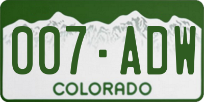 CO license plate 007ADW