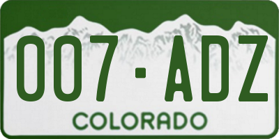 CO license plate 007ADZ