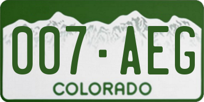 CO license plate 007AEG