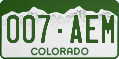 CO license plate 007AEM