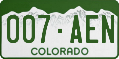CO license plate 007AEN
