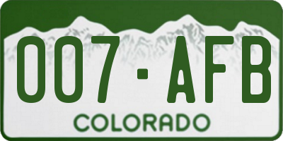 CO license plate 007AFB