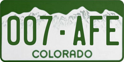 CO license plate 007AFE