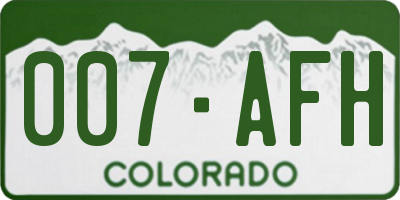 CO license plate 007AFH