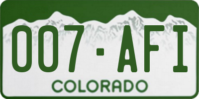 CO license plate 007AFI