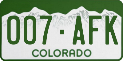 CO license plate 007AFK