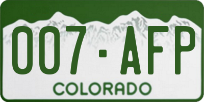 CO license plate 007AFP