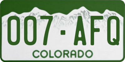 CO license plate 007AFQ