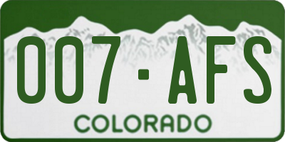 CO license plate 007AFS