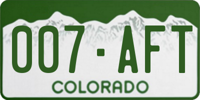 CO license plate 007AFT