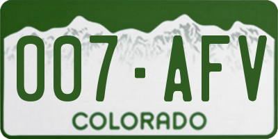 CO license plate 007AFV
