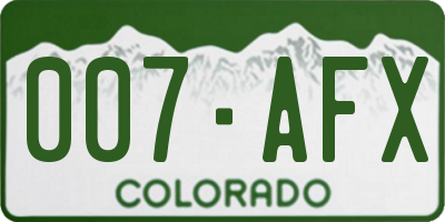 CO license plate 007AFX