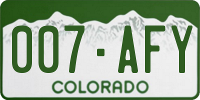 CO license plate 007AFY