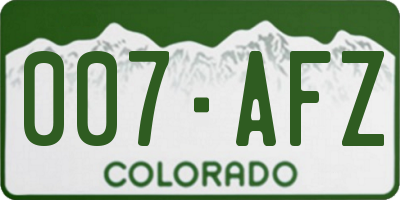 CO license plate 007AFZ