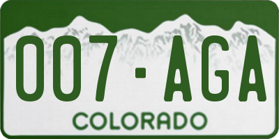 CO license plate 007AGA