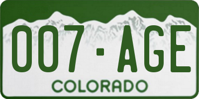 CO license plate 007AGE