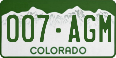 CO license plate 007AGM
