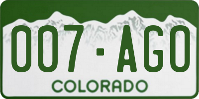 CO license plate 007AGO