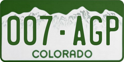CO license plate 007AGP