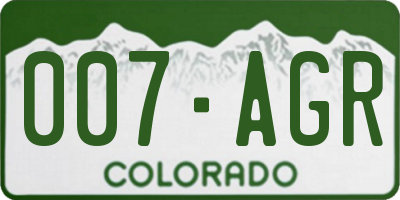 CO license plate 007AGR