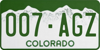 CO license plate 007AGZ
