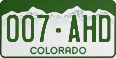 CO license plate 007AHD