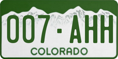 CO license plate 007AHH