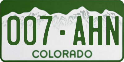 CO license plate 007AHN