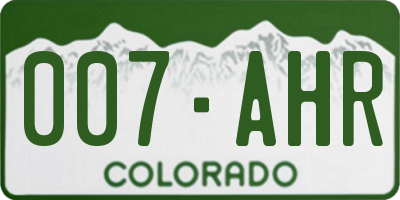 CO license plate 007AHR