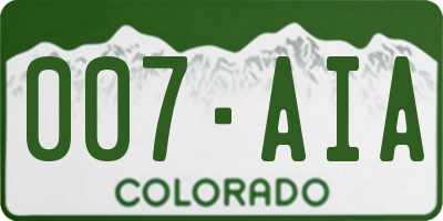 CO license plate 007AIA