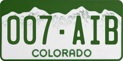 CO license plate 007AIB