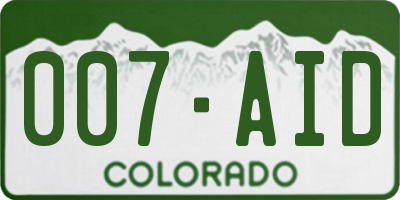 CO license plate 007AID