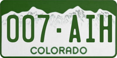 CO license plate 007AIH