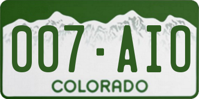 CO license plate 007AIO