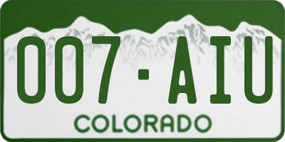CO license plate 007AIU