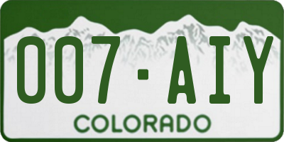 CO license plate 007AIY