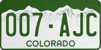 CO license plate 007AJC