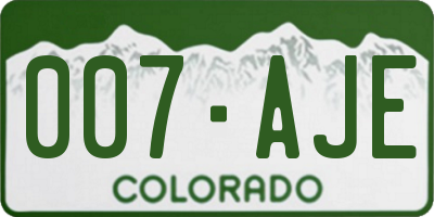 CO license plate 007AJE
