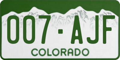 CO license plate 007AJF