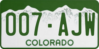 CO license plate 007AJW