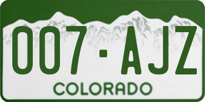 CO license plate 007AJZ