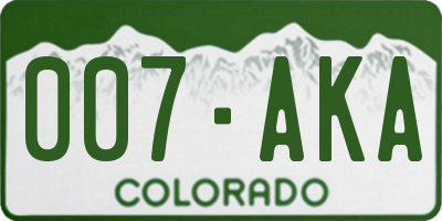 CO license plate 007AKA