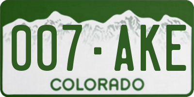 CO license plate 007AKE