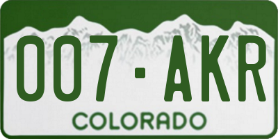 CO license plate 007AKR