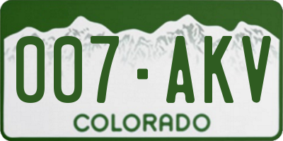 CO license plate 007AKV