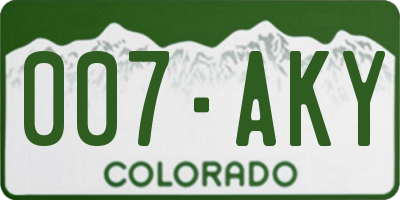 CO license plate 007AKY