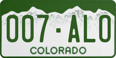 CO license plate 007ALO